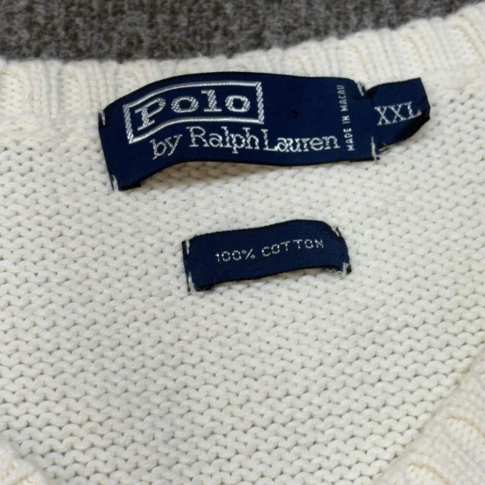 Vintage '80s Polo Ralph Lauren Beige Ivory‎ 100% Cotton Sweater Vest XXL